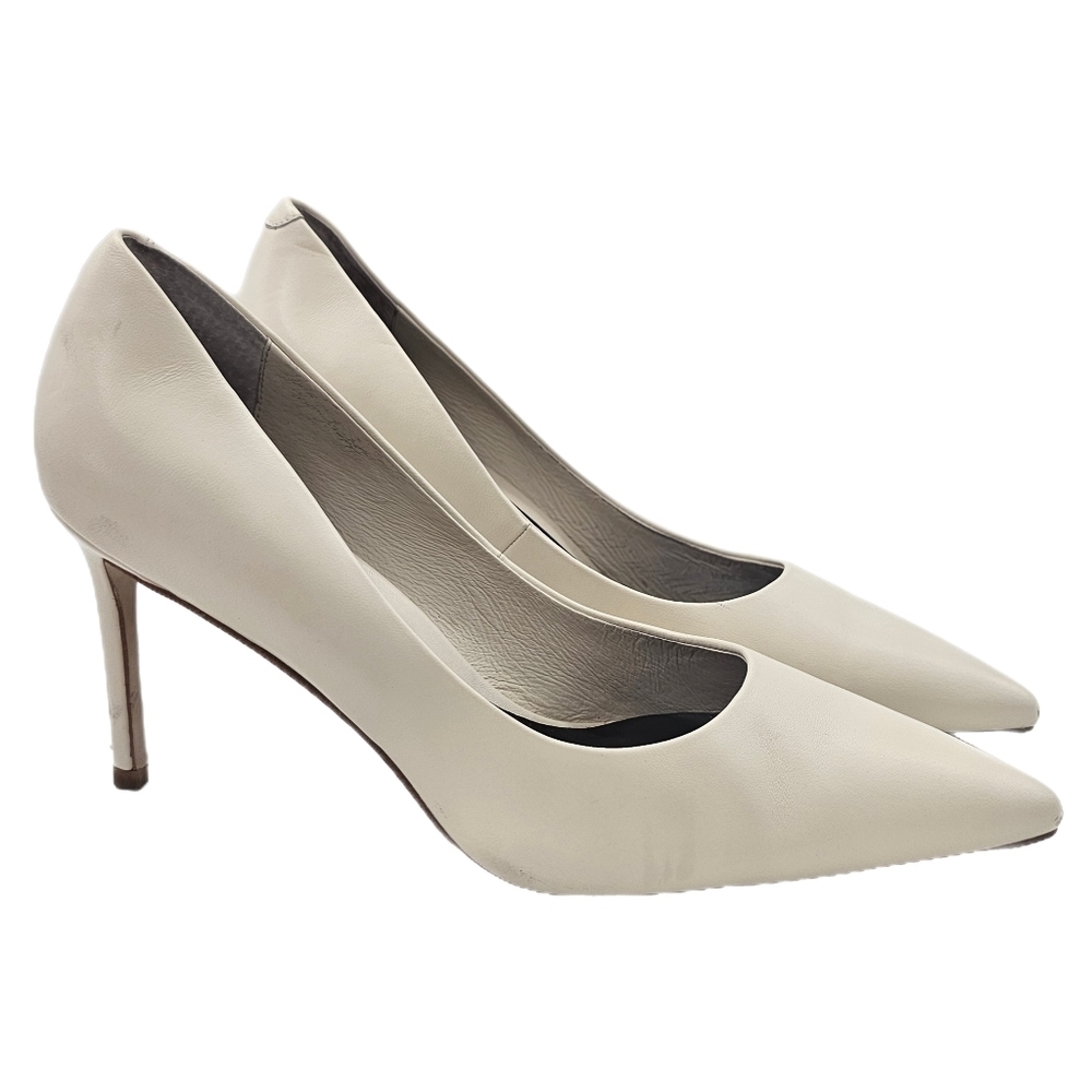 Jeffrey Campbell Nikia Ivory Leather Pointed Toe Stiletto Pumps Size 10 US / 41